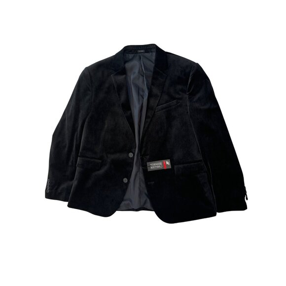 J. Ferrar Evening Edition Slim Fit Black Velvet Mens Blazer Size 46 SH - Picture 1 of 5